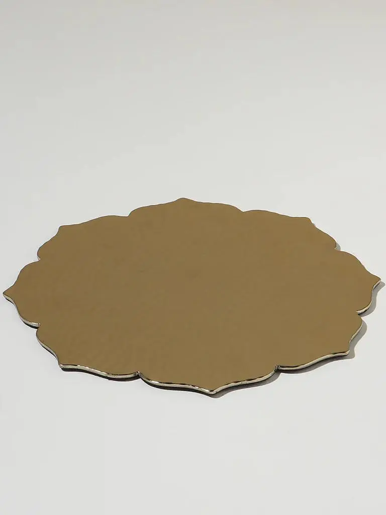 Brown Scalloped Decorative Tray — Handcrafted Export Product by NXTGENEXPORTS, Moradabad